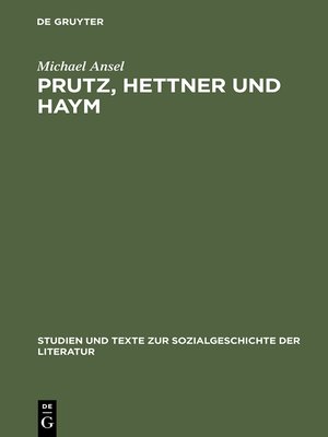 cover image of Prutz, Hettner und Haym